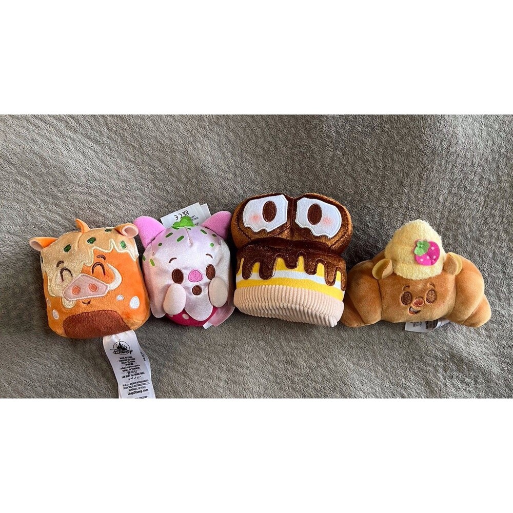 Disney Munchlings Mini plush lot of 4 Wall-e Piglet Remy Snacks Food Treats